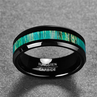 Bijoux de mode en carbure de tungstène de haute qualité hommes incrustation de bois vert bandes de mariage hommes anneaux