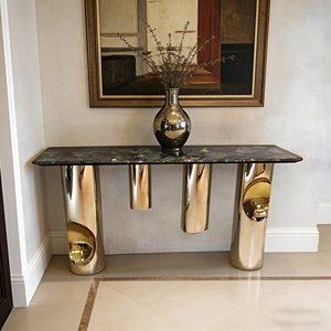 Console moderne avec plateau en marbre et pieds en fibre de verre dorés pour l'<span class=keywords><strong>entrée</strong></span> de la maison - Product Image 1