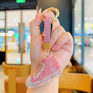 Dickmon moda completo Rhinestone zapato llaveros Bling lujo llaveros mujer bolso llavero colgante diamante 3D zapatillas llaveros - Product Image 4