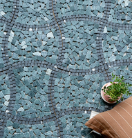 Mosaïque de carreaux verts personnalisés, aspect vieilli, en maille aléatoire, pour décoration vintage, revêtement de sol, fournisseur d'usine, décoration intérieure de maison