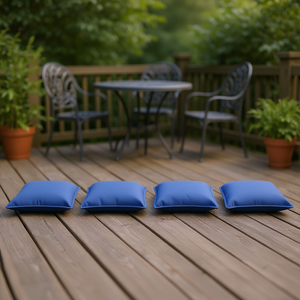 Coussins de chaise d'extérieur en tissu Oxford bleu, ensemble de 4 coussins carrés résistants à l'eau, amovibles et lavables, rembourrage en fibre 100% polyester - Product Image 2