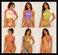 Maillot de bain sexy 2 pièces avec logo 3D personnalisé 2026, ensemble bikini et t-shirt, vêtements de bain de luxe, vêtements de plage pour femmes