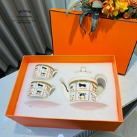 Assiette de table en porcelaine fine européenne style H, motif dix chevaux, style occidental, portable, coffret cadeau rentrée scolaire, vaisselle en céramique pour la maison
