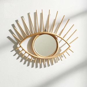 Espejo enmarcado de ratán en forma de ojo, para decoración, venta al por mayor - Product Image 1