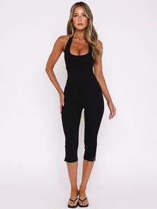 Tuta Intera <span class=keywords><strong>Sexy</strong></span> da Donna con Pantaloni a 7/8, Elasticizzata e Morbida, Stile Casual Sportivo, Comoda per l'Uso Quotidiano, Vestibilità Slim - Product Image 3