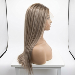 Peluca <span class=keywords><strong>de</strong></span> <span class=keywords><strong>Cabello</strong></span> Humano Virgen con Encaje Frontal, Color Castaño Ceniza con Reflejos, Sin Pegamento, Venta Directa <span class=keywords><strong>de</strong></span> Fábrica al Por Mayor para Mujeres - Product Image 2