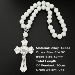 Dreamwork rosários crucifixo para carros, acessórios para carro, liga glazed, colar, pingente cruz de jesus, colares de joias religiosos - Product Image 3