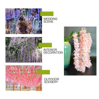 Fleur de glycine artificielle Yilun pour décoration intérieure de plafond, fleur de rotin violette pour événements et fêtes du Poisson d'avril