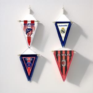 Bandera Decorativa Colgante de Terciopelo Piel de Durazno con Diseño de los Equipos de Fútbol: Liverpool, Atlético de Madrid, París, Barcelona, Inter, Real Madrid, AC Milan - Product Image 1