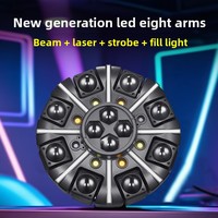 Projecteur LED mobile 200W à 8 bras avec effets laser et stroboscopiques RGBW, activé par le son, pour discothèques, bars, mariages et événements