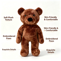 Ours en peluche chauffant lesté personnalisé, fabrication OEM ODM, rembourrage granulaire, peluche douce, cadeau
