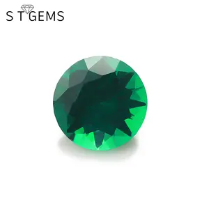 Gemme ST di alta qualità rotonde tagliate a macchina verde Nano cristallo pietra cina smeraldo sintetico