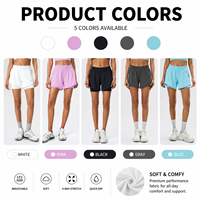 Shorts de yoga pour femmes GH Custom Logo, séchage rapide, anti-transpiration, respirants, 2-en-1, cordon de serrage, taille haute, pour le sport et le yoga