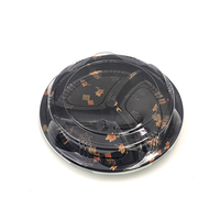 Boîte à bento ronde jetable en plastique à 3 compartiments avec couvercle, motif érable japonais, personnalisable OEM pour la vente à emporter
