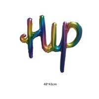 Ballon en Mylar à lettres en feuille d'aluminium Rainbow Hip Hooray, écriture cursive, pour la décoration de fête d'anniversaire d'enfants et de baby shower, certifié FSC