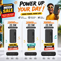 Batterie externe personnalisée avec logo, haute capacité 10000 mAh, charge rapide 22,5 W, double câble avec ports Type-C et USB pour cadeaux d'entreprise