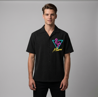 Chemise décontractée d'été pour homme en maille bouclette, col rabattu, boutonnée, manches courtes, couleur unie, anti-boulochage, style vintage Miami