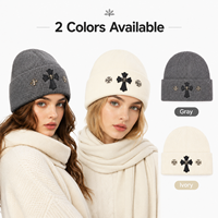 Bonnet unisexe en tricot croisé, style streetwear, en acrylique, pour l'hiver, pour hommes, femmes, couples, tendance, chaud, décontracté, à revers