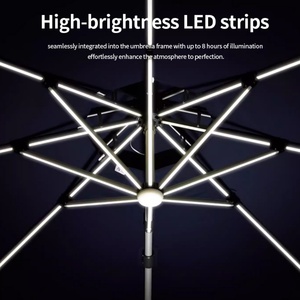 2025 New <b>Large</b> 10ft Cantilever Waterproof Iron <b>Frame</b> Solar Patio Umbrella Solar Lights Manual UPF 50+ Sun Protection All-Season - Product Image 5