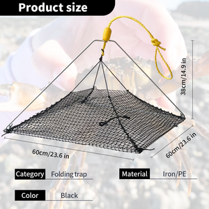 Filet de pêche pliable à ouverture supérieure pour crabes, poissons, écrevisses, piège à crabes à vendre, équipement de pêche pour homard, piège à crabes carré - Product Image 4
