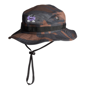 Venta al por mayor de sombrero de pesca Boonie de ala ancha con cuerda protección solar gorra de Safari caza al aire libre sombrero de cubo - Product Image 4