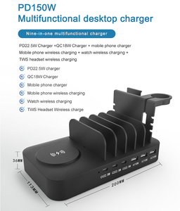 Soporte de <span class=keywords><strong>cargador</strong></span> inalámbrico multifuncional 9 en 1 soporte de <span class=keywords><strong>cargador</strong></span> de escritorio para teléfonos <span class=keywords><strong>cargador</strong></span> de teléfono móvil soporte de carga inalámbrica - Product Image 2