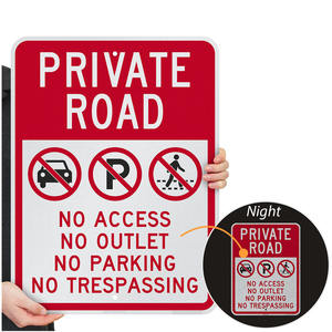 <span class=keywords><strong>Panneau</strong></span> en aluminium résistant aux intempéries haute visibilité 1mm 18 pouces <span class=keywords><strong>route</strong></span> privée sans intrusion panneaux d'avertissement carrés rouges - Product Image 3