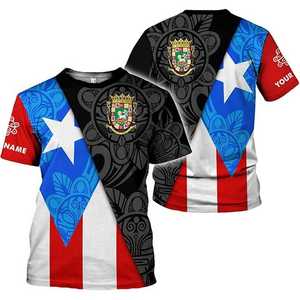 Camiseta Personalizada con el Escudo de Puerto Rico, Camiseta Americana Personalizada de Puerto Rico, Camiseta Boricua Taino con Rana para Hombre - Product Image 3