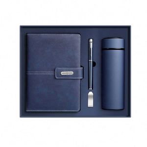 Juego de Regalo de Cuaderno de Cuero PU Azul Personalizado de Fábrica, Diario Magnético A5, Botella de Agua, Juego de Regalo Corporativo de Lujo - Product Image 4