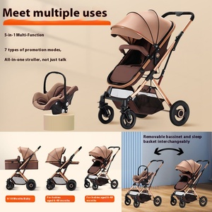 Passeggino multifunzione leggero pieghevole a due vie ad alta vista con cesto di lino per <span class=keywords><strong>neonati</strong></span> e bambini - Product Image 5