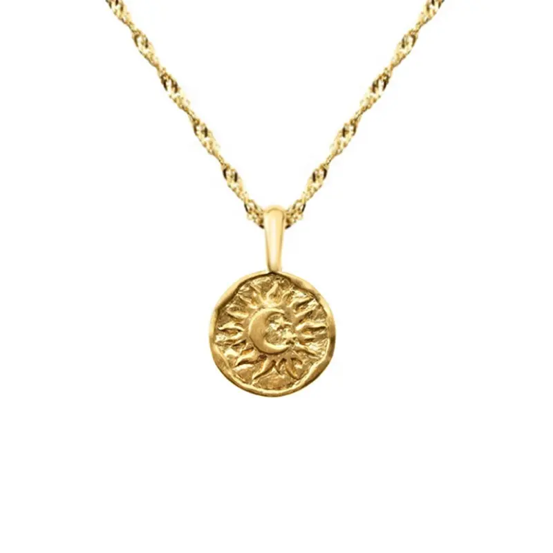 Neue 925 Sterling Silber Kragen INS Sun Moon Anhänger Halskette für Frauen Damen Multilayer Schlüsselbein Kette Halsketten Feiner Schmuck
