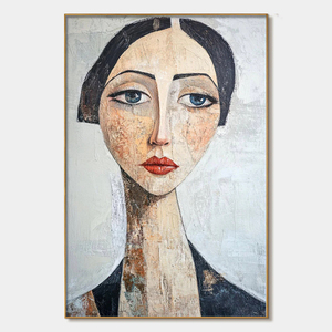 Contemporary Abstract Portrait Canvas Art <b>Print</b> <b>Framed</b> Oil Painting Hand Painted Indoor Wall Decor - Product Image 2