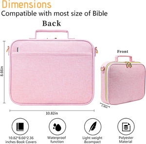 Bolsa con asa y cremallera, funda grande para Biblia, bolsa para llevar libros para mujer, estuche para iglesia - Product Image 1