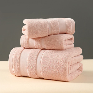 Ensemble de serviettes 100% Coton 32S : Serviette de bain 70*140cm + Serviette de toilette 75*35cm + Serviette de toilette pour les mains 35*35cm pour la salle de bain, la maison et l'hôtel - Product Image 2