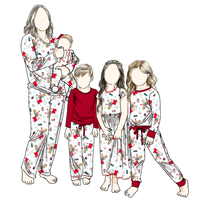 Desain kustom kepribadian gaya baru Kaus dan celana lengan panjang bunga anak perempuan Jumpsuit ukuran besar Set keluarga natal