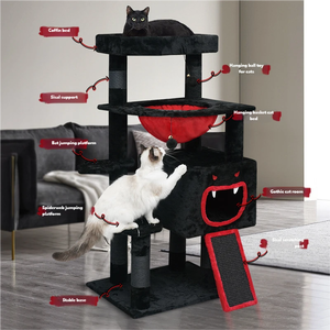 Árbol para Gatos Gótico de Halloween con Postes Rascadores de Sisal, Condominio de Franela de 4 Niveles, Negro, 120cm, Uso Interior, Embalaje en Cartón - Product Image 4