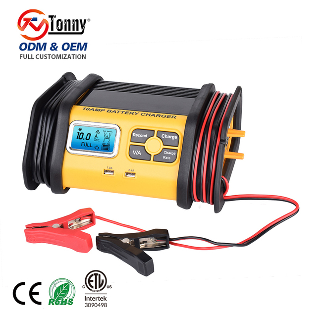 Smart 12V Battery Charger with Pulse Repair and Desulfation - CE/RoHS Certified Maintainer for Car and Truck Batteries