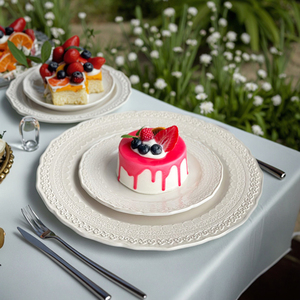 Platos de cargador blancos en relieve modernos, juego de cena de boda, <span class=keywords><strong>vajilla</strong></span> de cerámica de porcelana para fiestas de cumpleaños, eventos de fiesta personalizados - Product Image 1