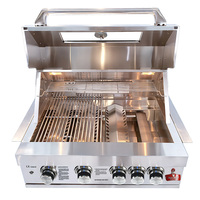 Barbecue à gaz GPL/GN modulaire d'extérieur en acier inoxydable 304 SUS 4B intégré avec couvercle à fenêtre visible pour cuisine domestique, jardin et cour arrière