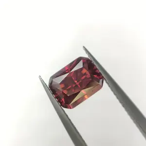 Factory Wholesale Price GRA Moissanite Stone Garnet Colored 0.8ct to 10.0ct 5*7mm Size Radiant Cut Moissanite