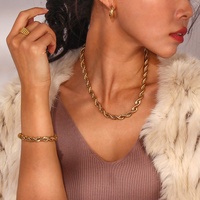 Collar de Cadena Trenzada Gruesa de 8mm, Estilo Vintage, Chapado en Oro, Acero Inoxidable, Joyería de Moda Dreamshow