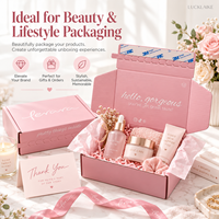 Emballage personnalisé pour soins de la peau, boîte en carton ondulé rose clair avec fermeture éclair auto-adhésive et bande détachable pour l'envoi postal