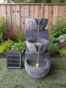 Fontaine solaire de jardin à <span class=keywords><strong>3</strong></span> niveaux en cascade, design bol, cascade extérieure en résine, lumières résistantes à la décoloration, sans câblage - Product Image 5