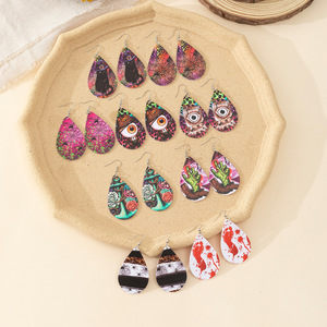Pendientes de Gota con Estampado de Halloween y Navidad, Accesorios de Moda para Fiesta, Diseño de Calavera y Calabaza - Product Image 1