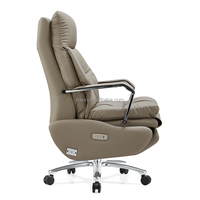 Chaise de bureau ergonomique de luxe haut de gamme gris clair, design moderne confortable avec fonction de refroidissement pour les directeurs
