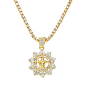 2026 New Popular Design Sunflower <b>Cross</b> Pendant Necklace Light Luxury Hiphop Style Alloy Men's Necklaces Fashionable Jewelry - Product Image 6