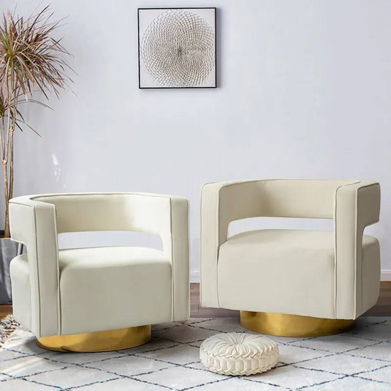 Poltrone per il tempo libero dell'hotel di lusso soggiorno moderno divano girevole sedia in tessuto di velluto accento sedia