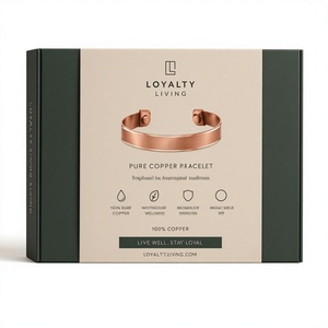 Bracelet en cuivre pur LOYALTY LIVING, design minimaliste, boîte cadeau, unisexe, bijoux en métal écologiques, anti-corrosion, passe au lave-vaisselle - Product Image 1