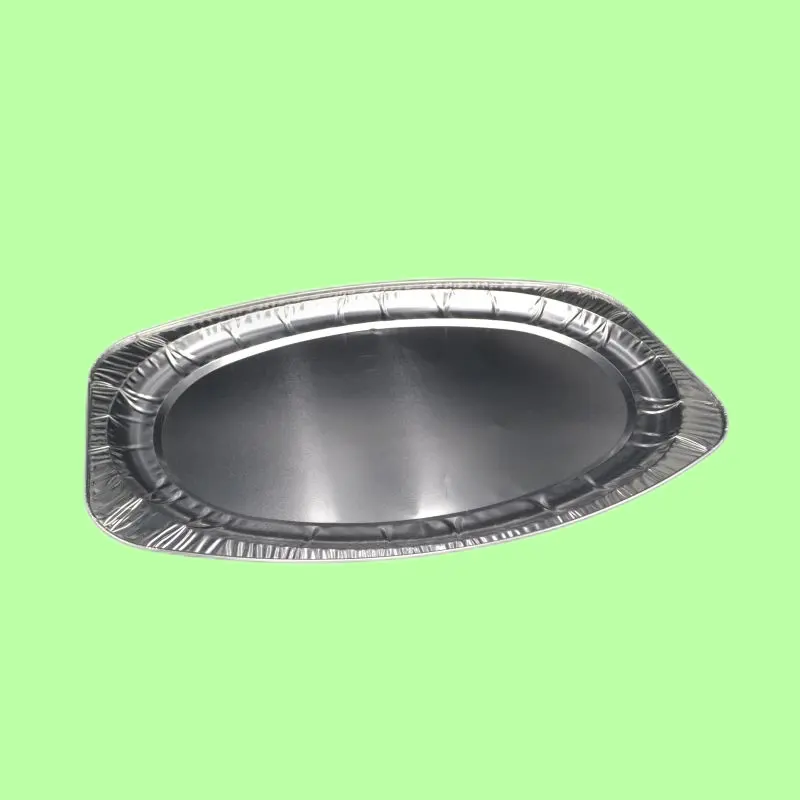 Piatto ovale di torrefazione di pesce in alluminio panetterie cibo piatto di cottura usa e getta linee aeree