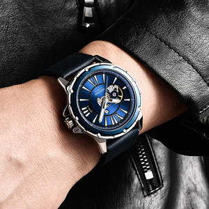 BENYAR 5183 Reloj de cuarzo de acero inoxidable resistente al agua 30ATM para hombre, reloj de pulsera cronógrafo de cuero a la moda, Reloj de cristal de 22mm - Product Image 5